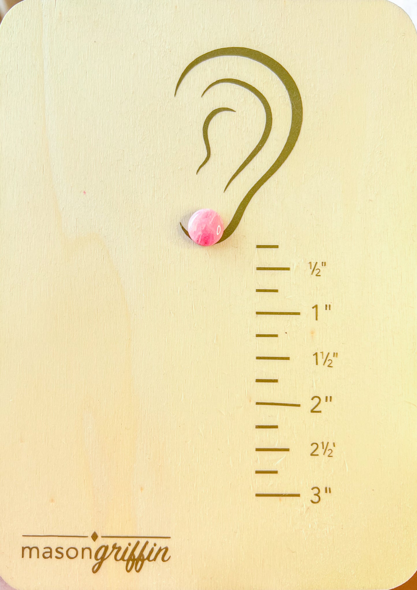 Pink Marble Round Stud Pierced Earrings