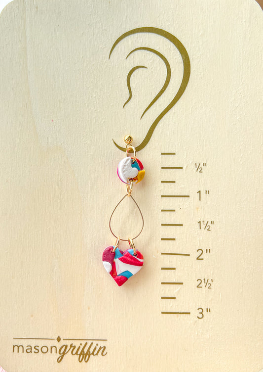 Retro Flower Teardrop Hoop Heart Dangle Pierced Earrings