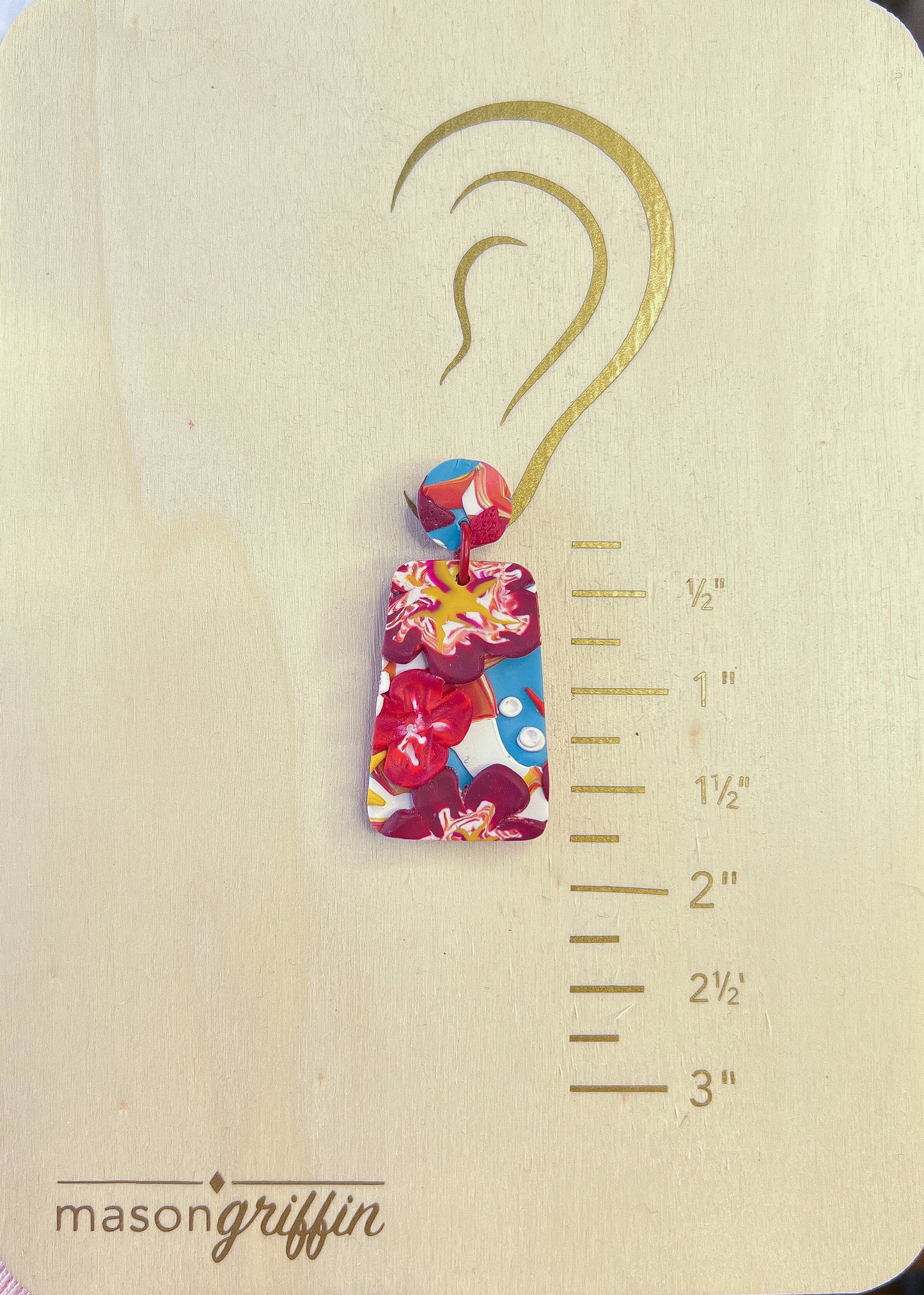 Retro Flower Polygon Drop Pierced Earrings