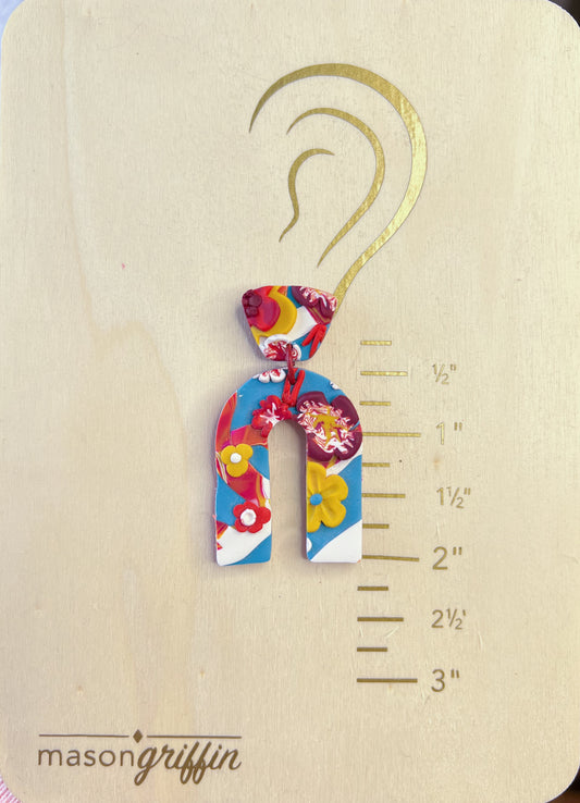 Retro Flower Arch Drop Pierced Earrings