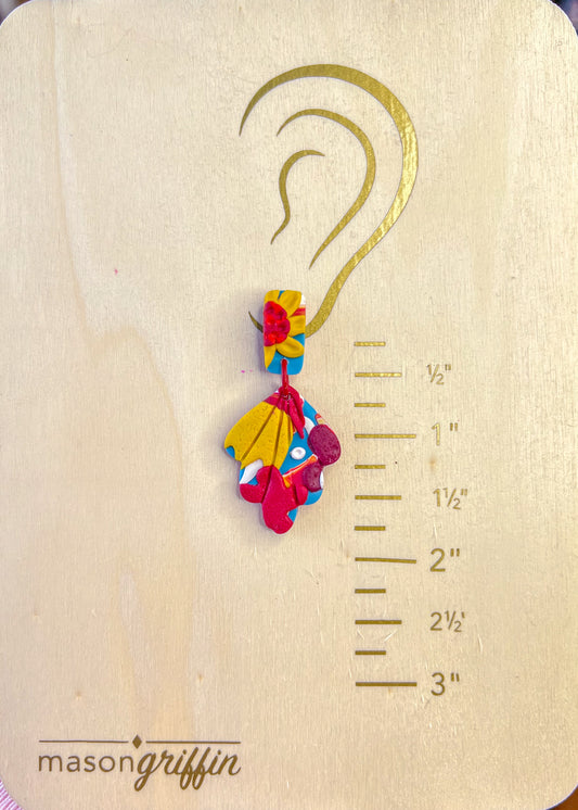 Retro Flower Fan Drop Pierced Earrings