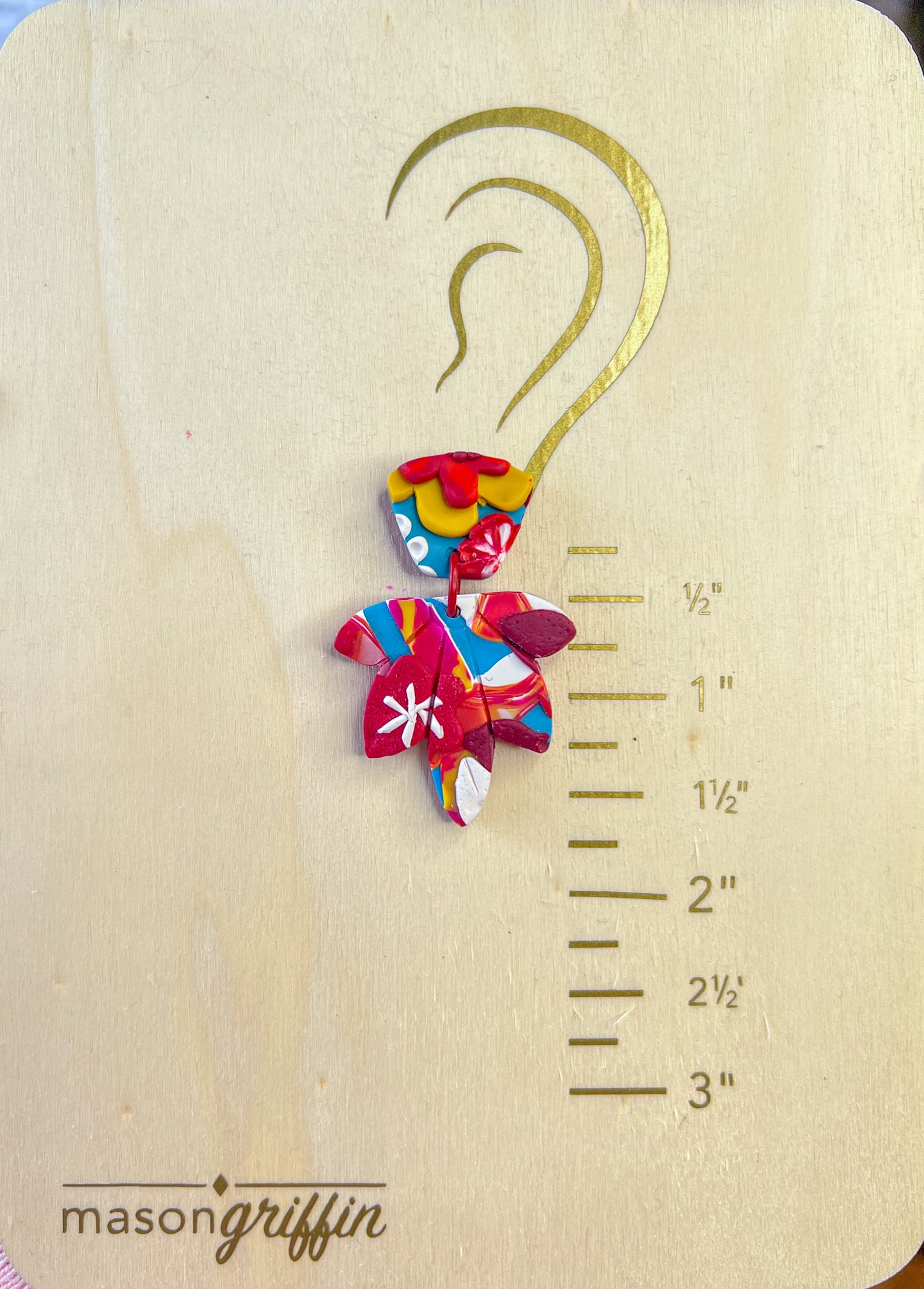 Retro Flower Polygon Burst Drop Pierced Earrings