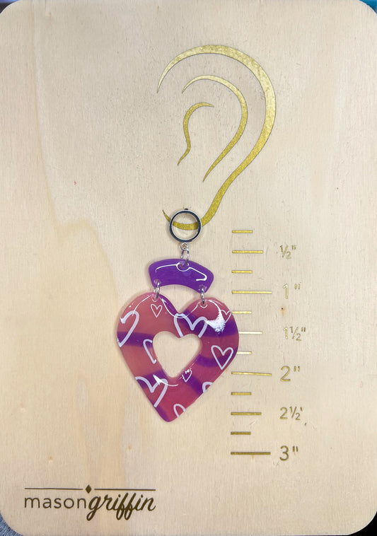 Lilac Sheer Big Heart Pierced Earrings