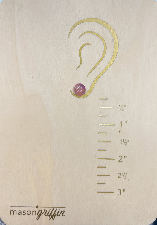 Peach Sheer Heart Stud Pierced Earrings