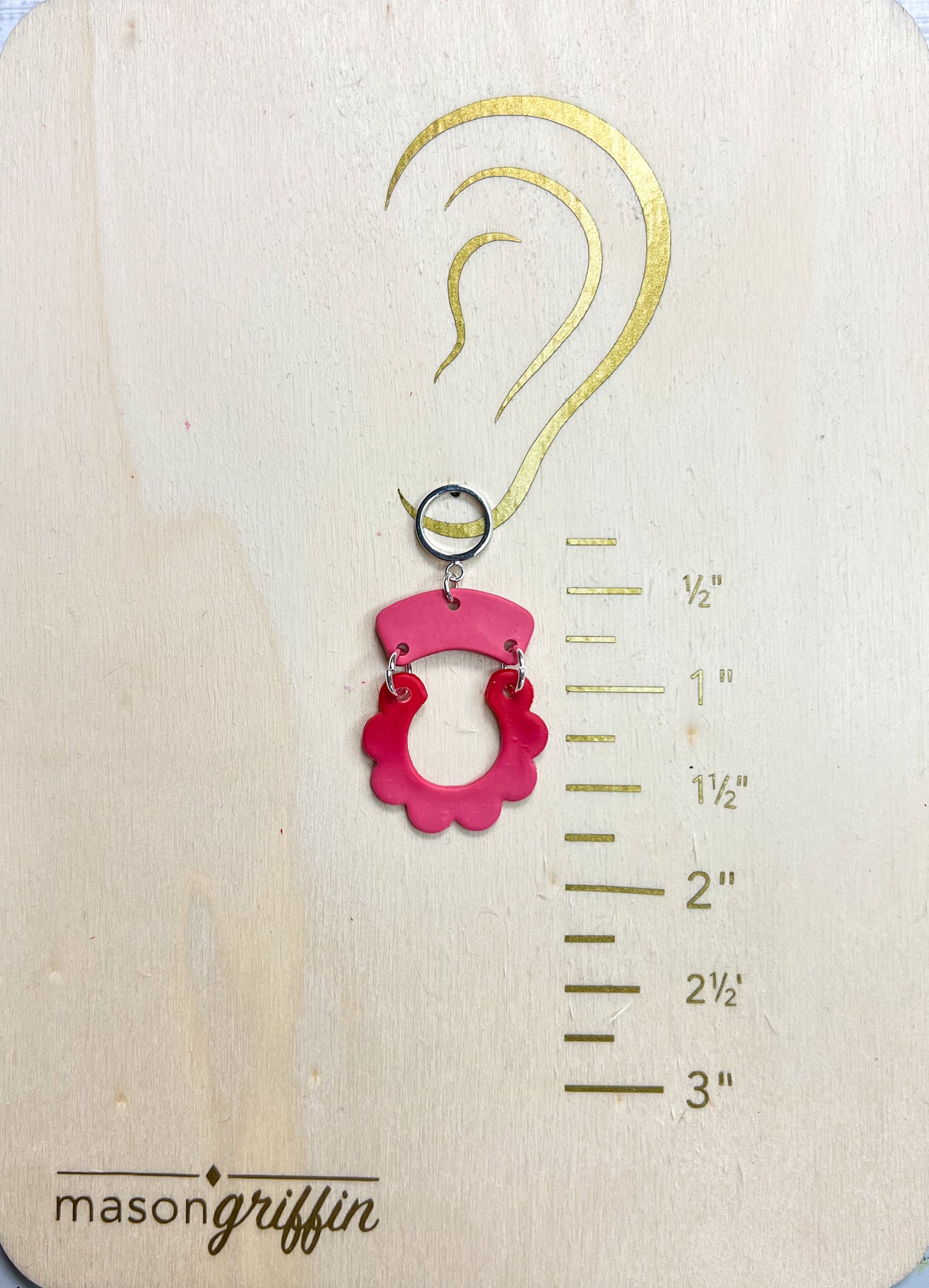 Red Ombre Flower Arch with Silver Circle Pierced Earrings