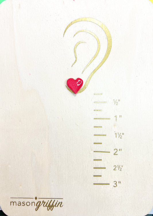 Red Heart Stud Pierced Earrings