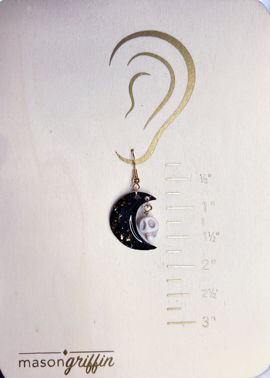 Celestial Sparkle with Skull Pierced Dangle Earrings