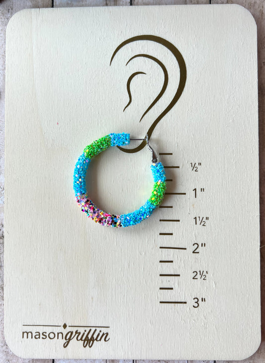 Seaside Party Sparkle Medium Hoop Pierced Earrings