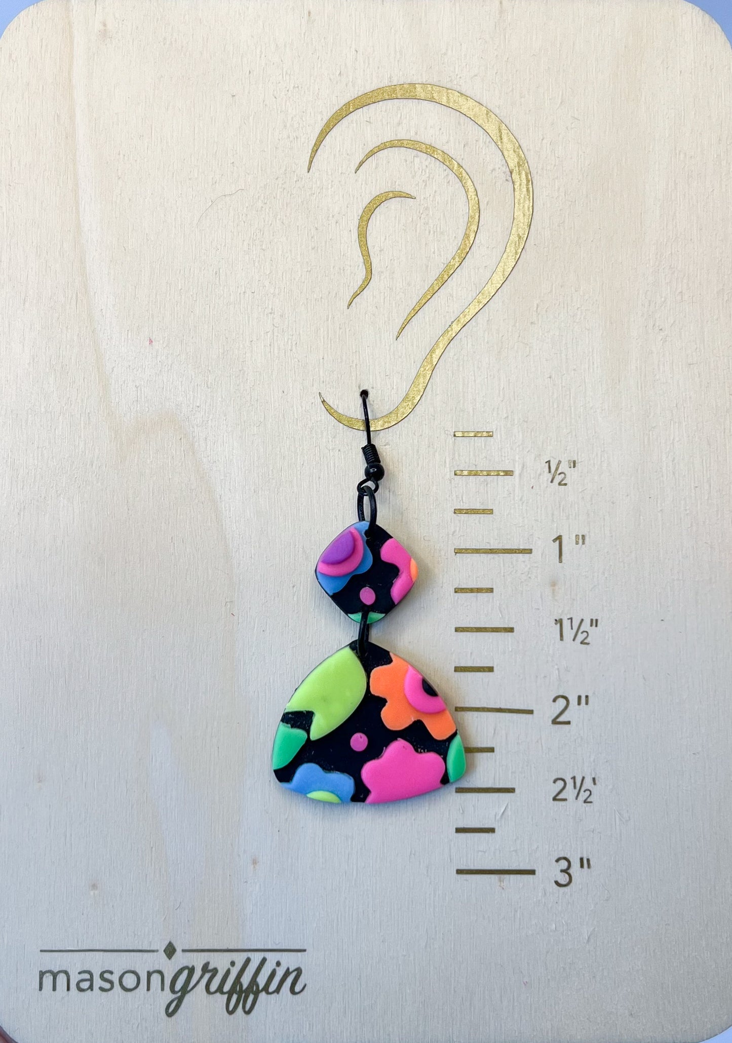 Neon Triad Drop Pierced Earrings