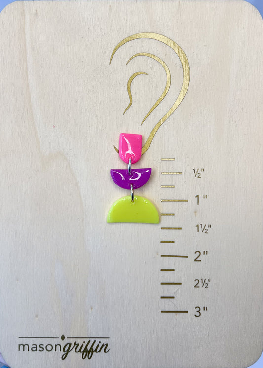 Neon Geo Tier Dangle Pierced Earrings