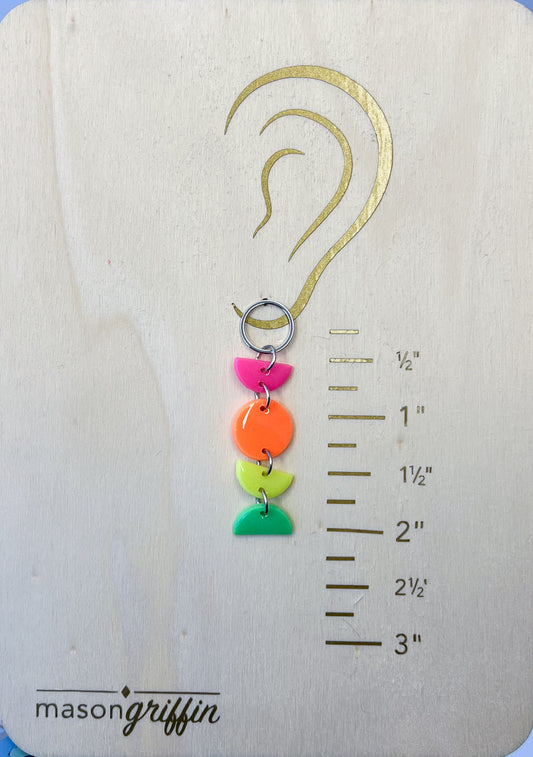 Neon Moon Phase Gloss Dangle Pierced Earrings