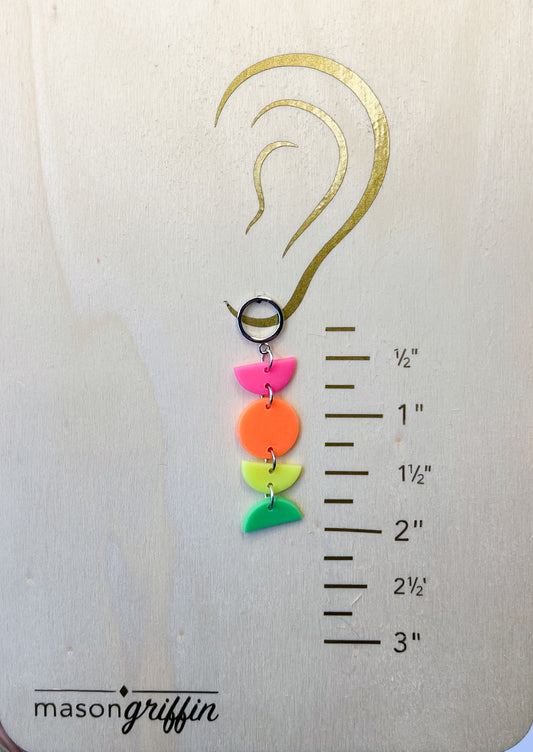 Neon Moon Phase Matte Dangle Pierced Earrings