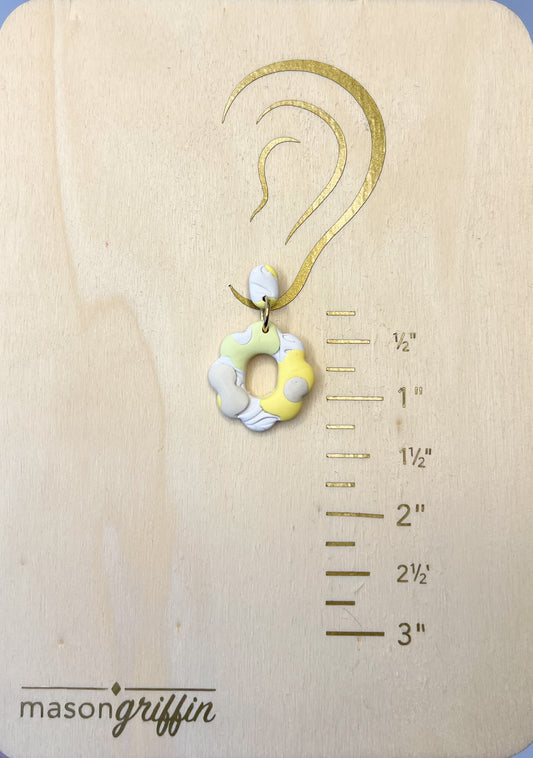 Lemon Retro Floral Dangle Pierced Earrings
