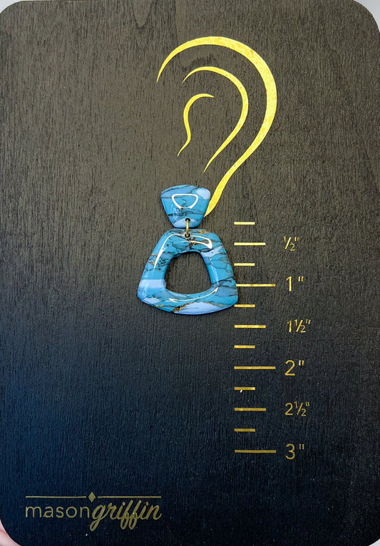 Turquoise Poly View Dangle Pierced Earrings