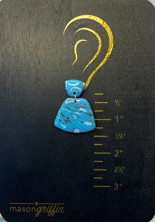 Turquoise Shield Drop Pierced Earrings