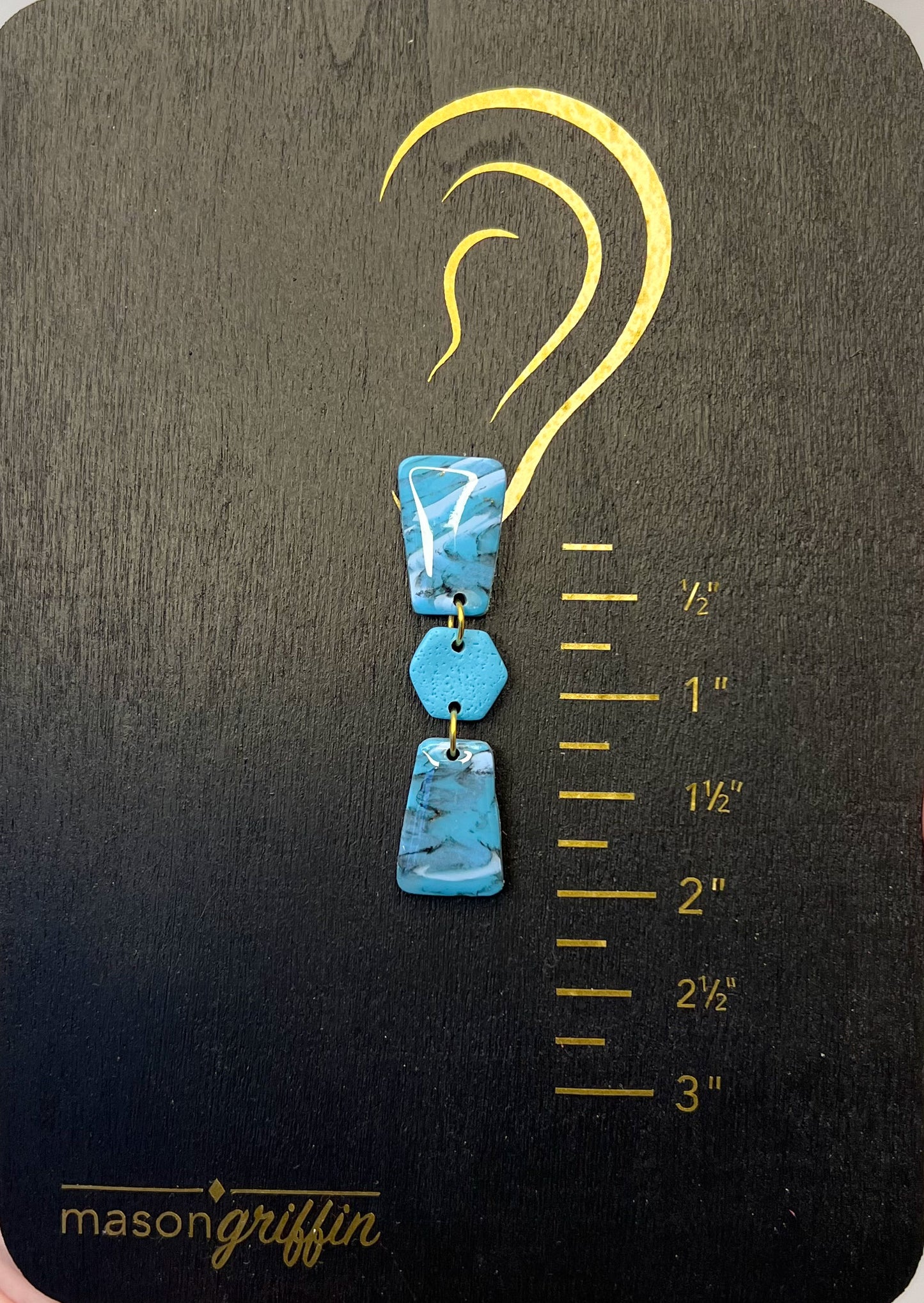 Turquoise Triad Drop Pierced Earrings