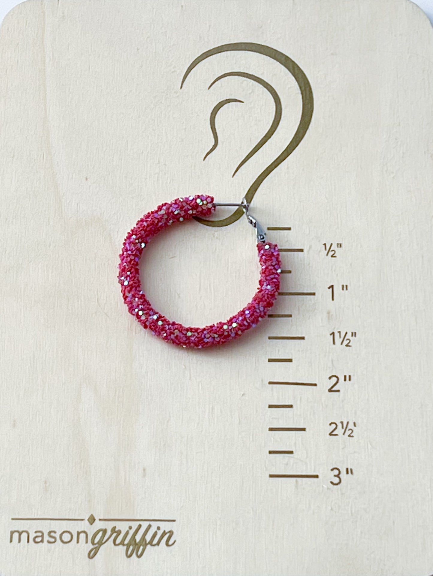 Red Sparkle Medium Hoop Pierced Earrings