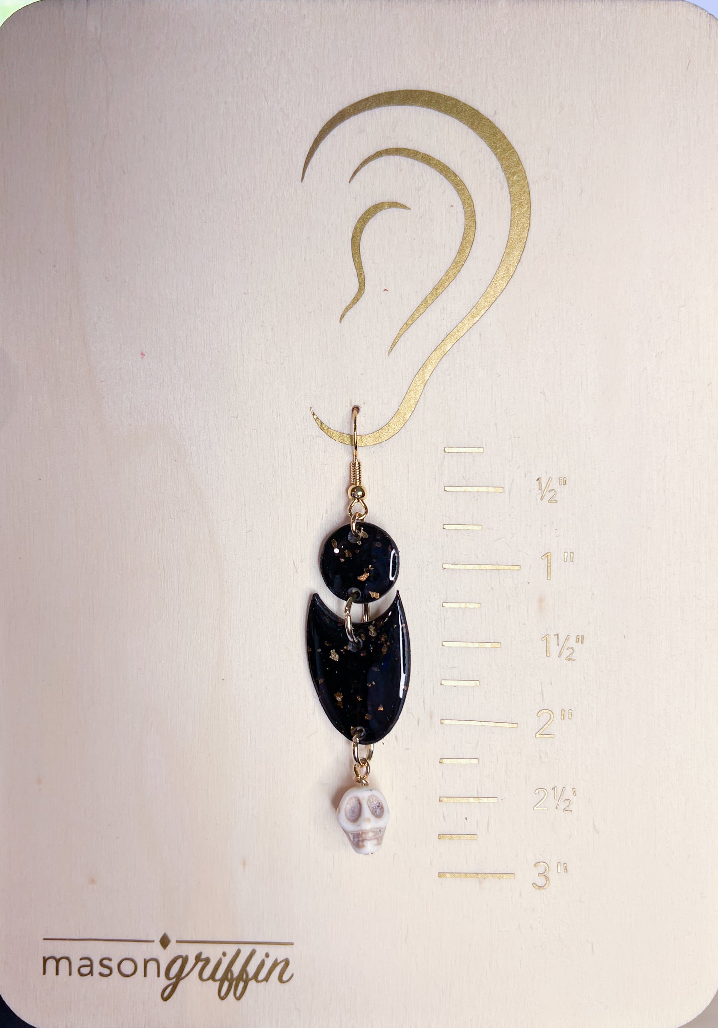 Skull Dangle with Sparkle Bat Wing Pierced Earrings