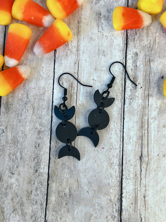 Black Moon Phases Pierced Earrings