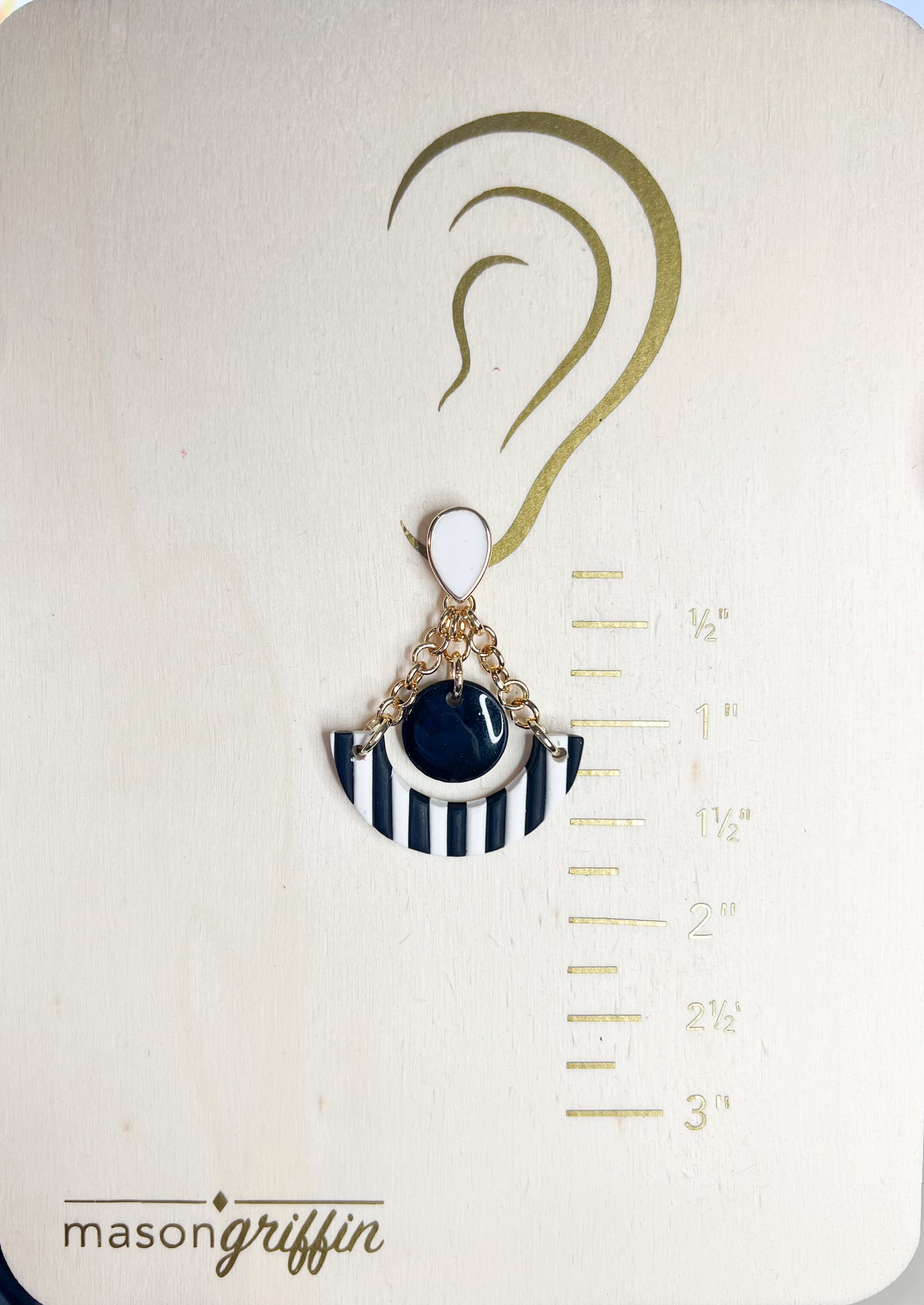 Striped Anchor Pierced Earrings