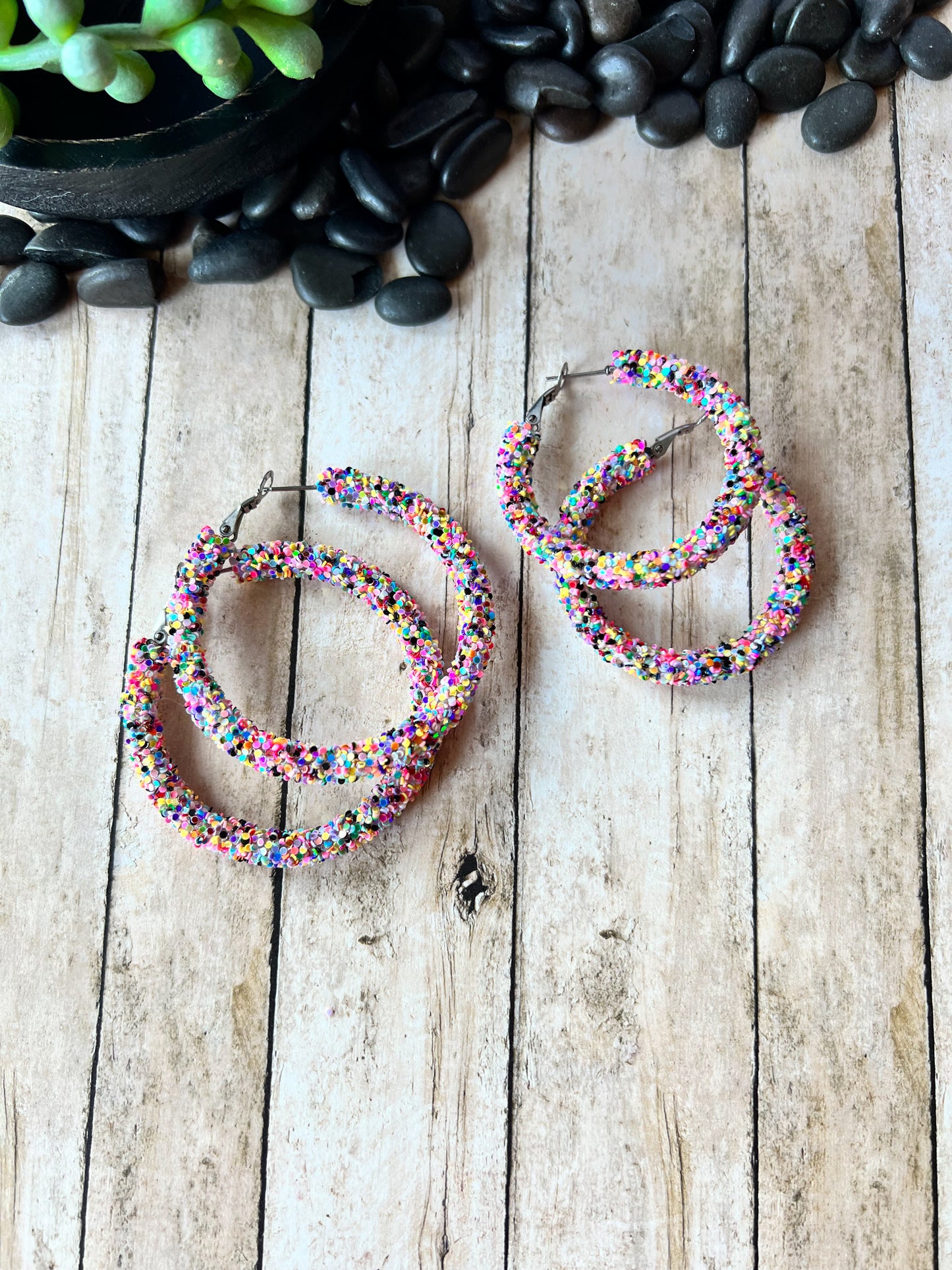 Party Sparkle Large Hoop Pierced Earrings