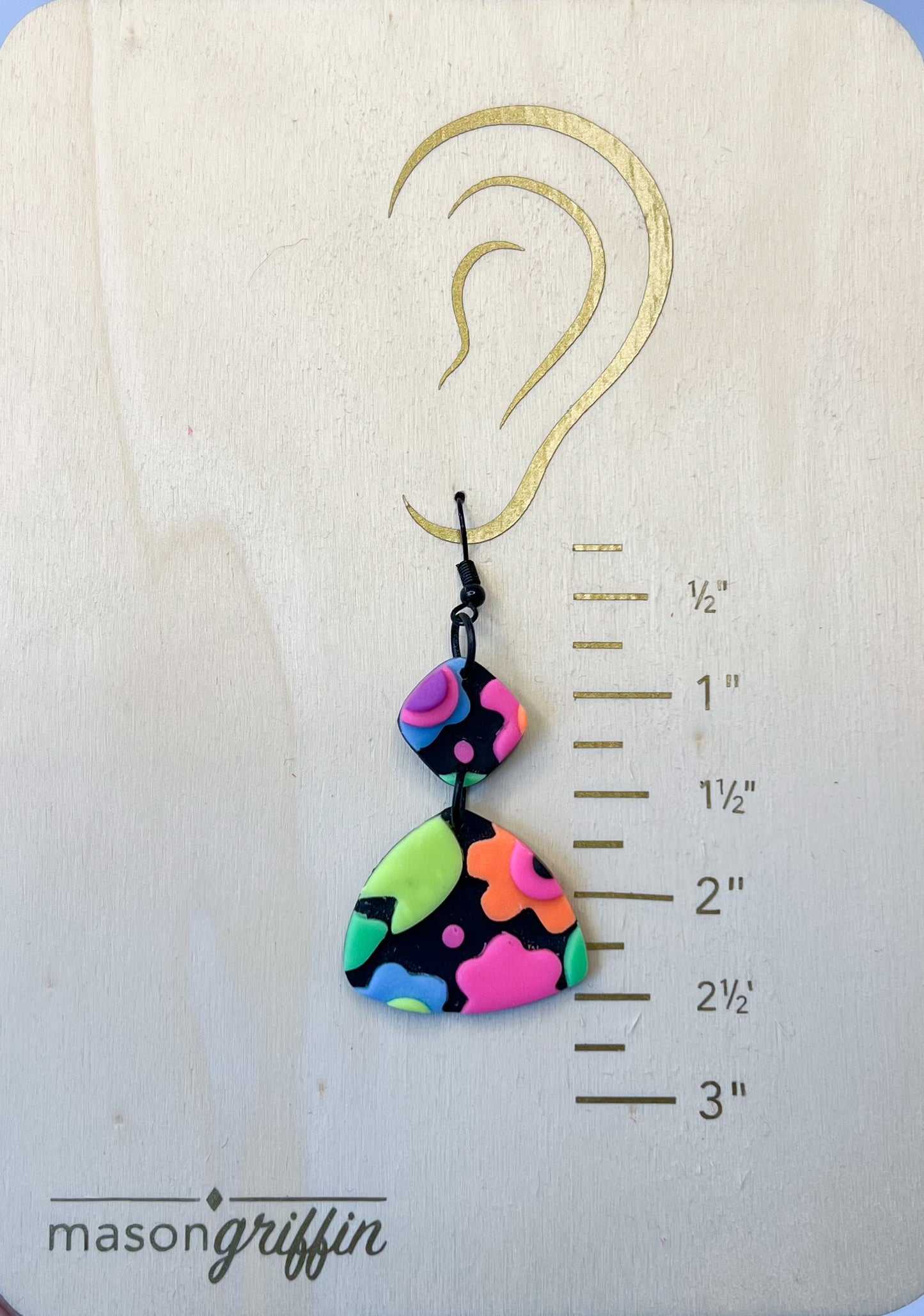 Neon Triad Drop Pierced Earrings