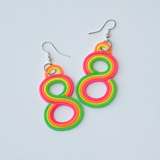 Neon Infinity Dangle Pierced Earrings