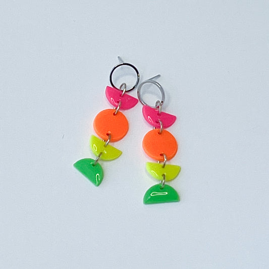 Neon Moon Phase Gloss Dangle Pierced Earrings