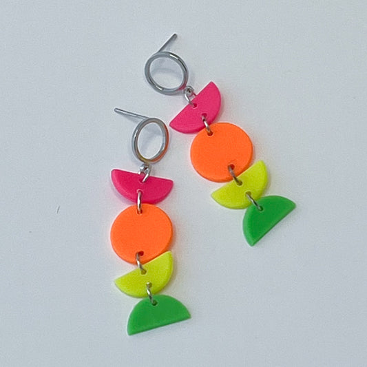 Neon Moon Phase Matte Dangle Pierced Earrings