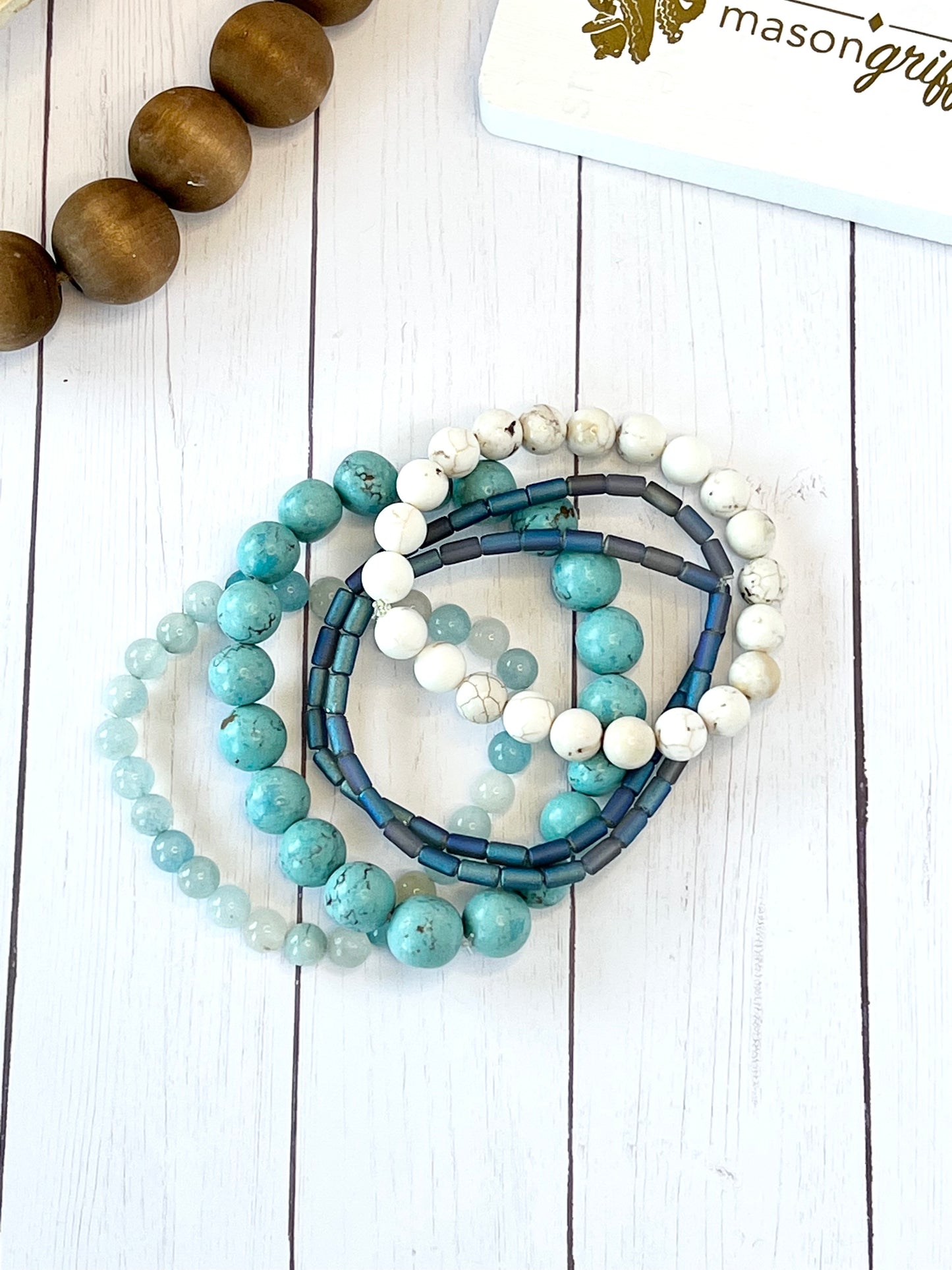 Aqua Iridescent Cluster Bracelet