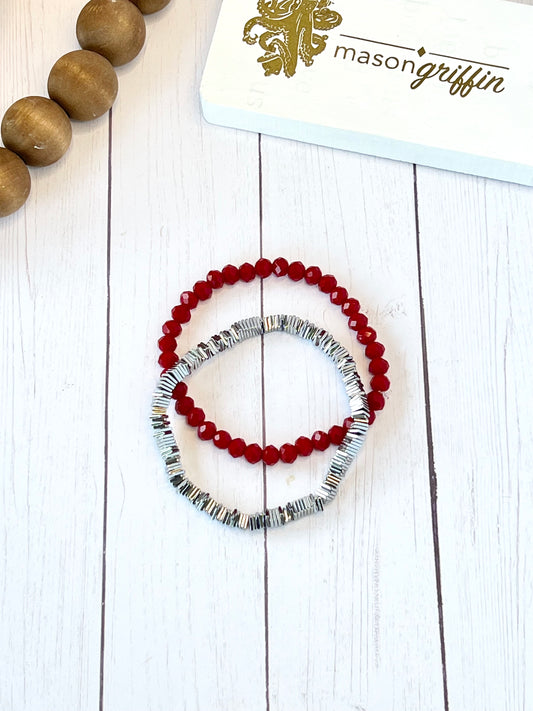 Red and Silver Sparkle Bracelet