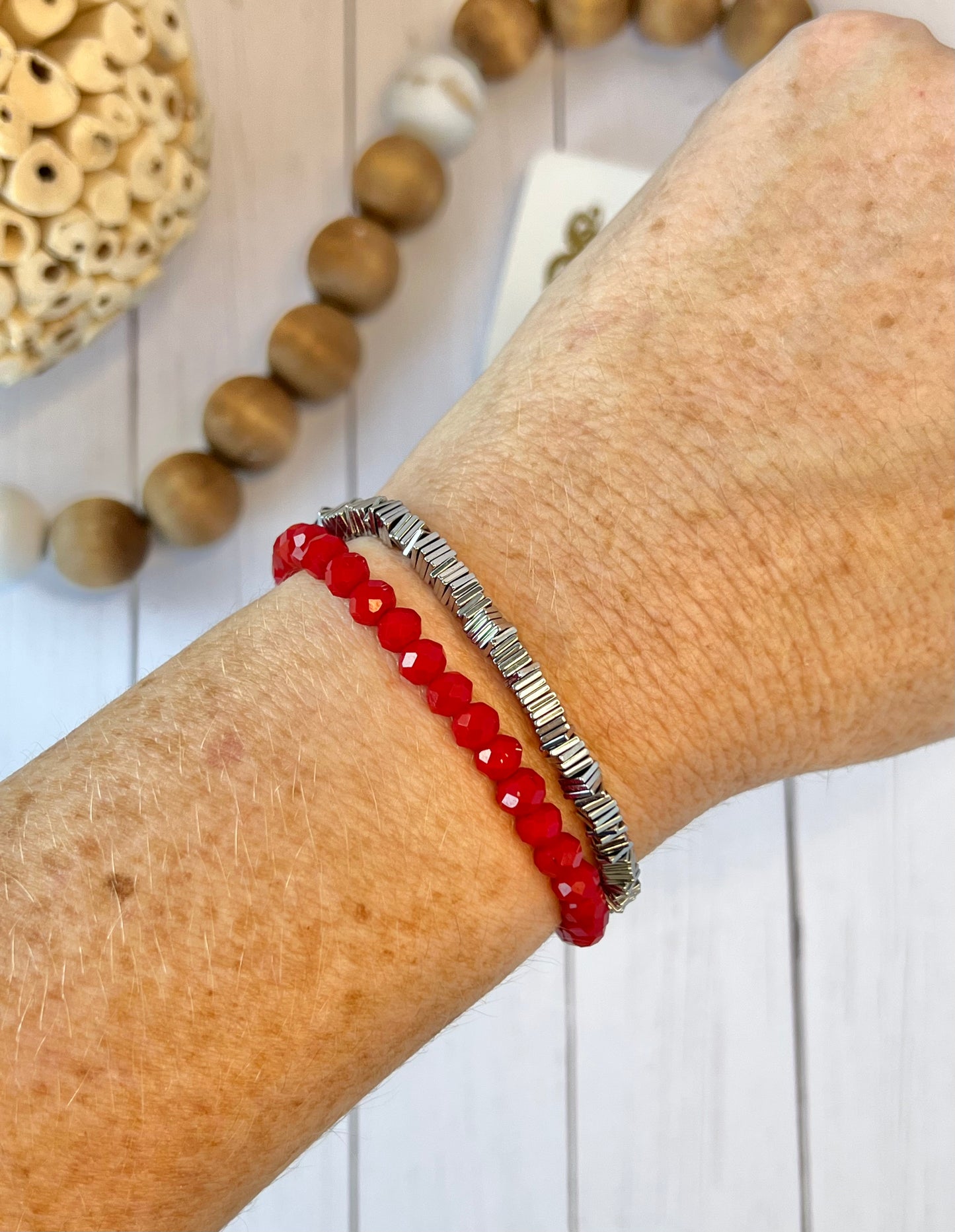 Red and Silver Sparkle Bracelet