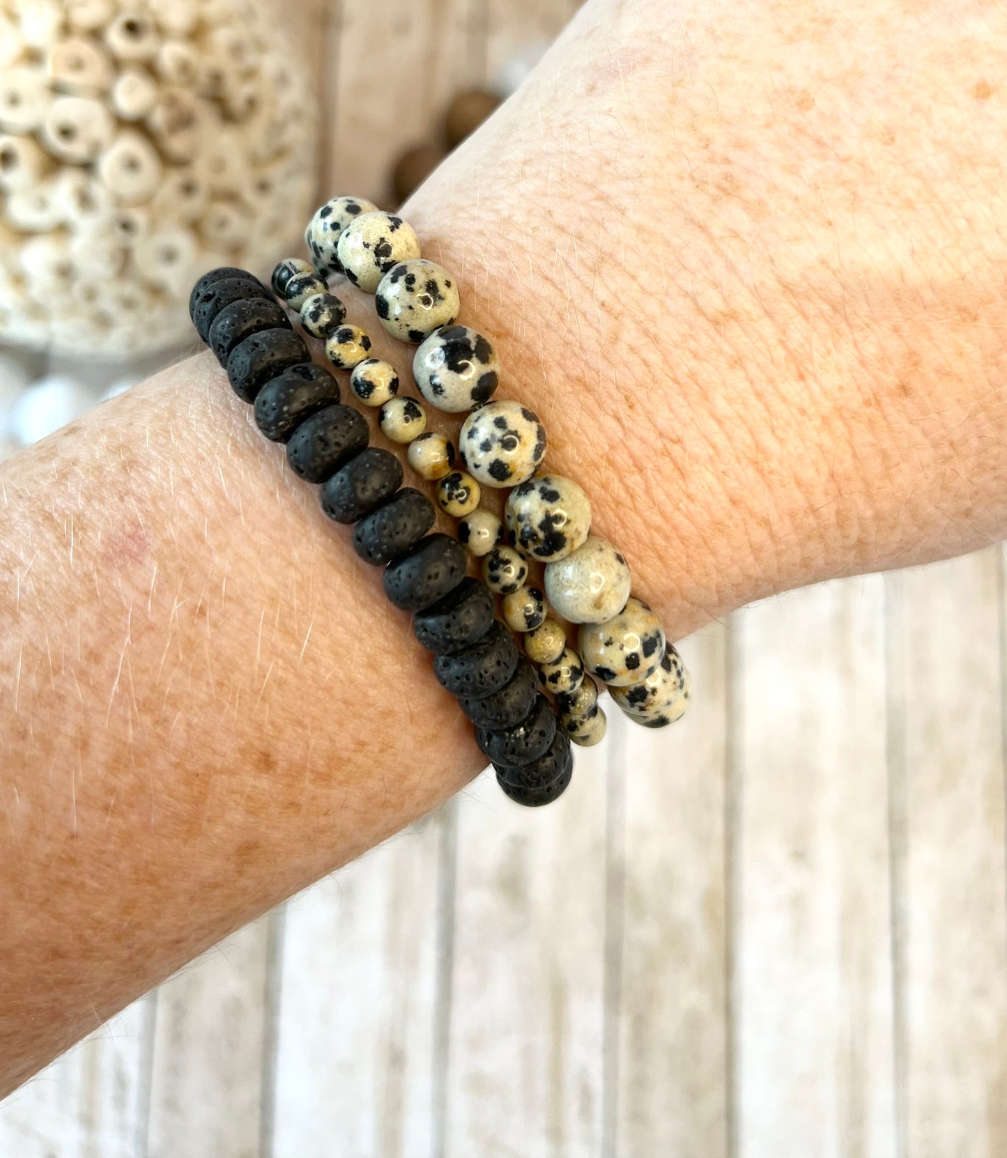 Animal Print and Black Stone Bracelet