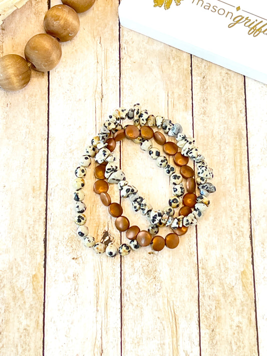 Animal Print Stones and Copper Colored Bracelet