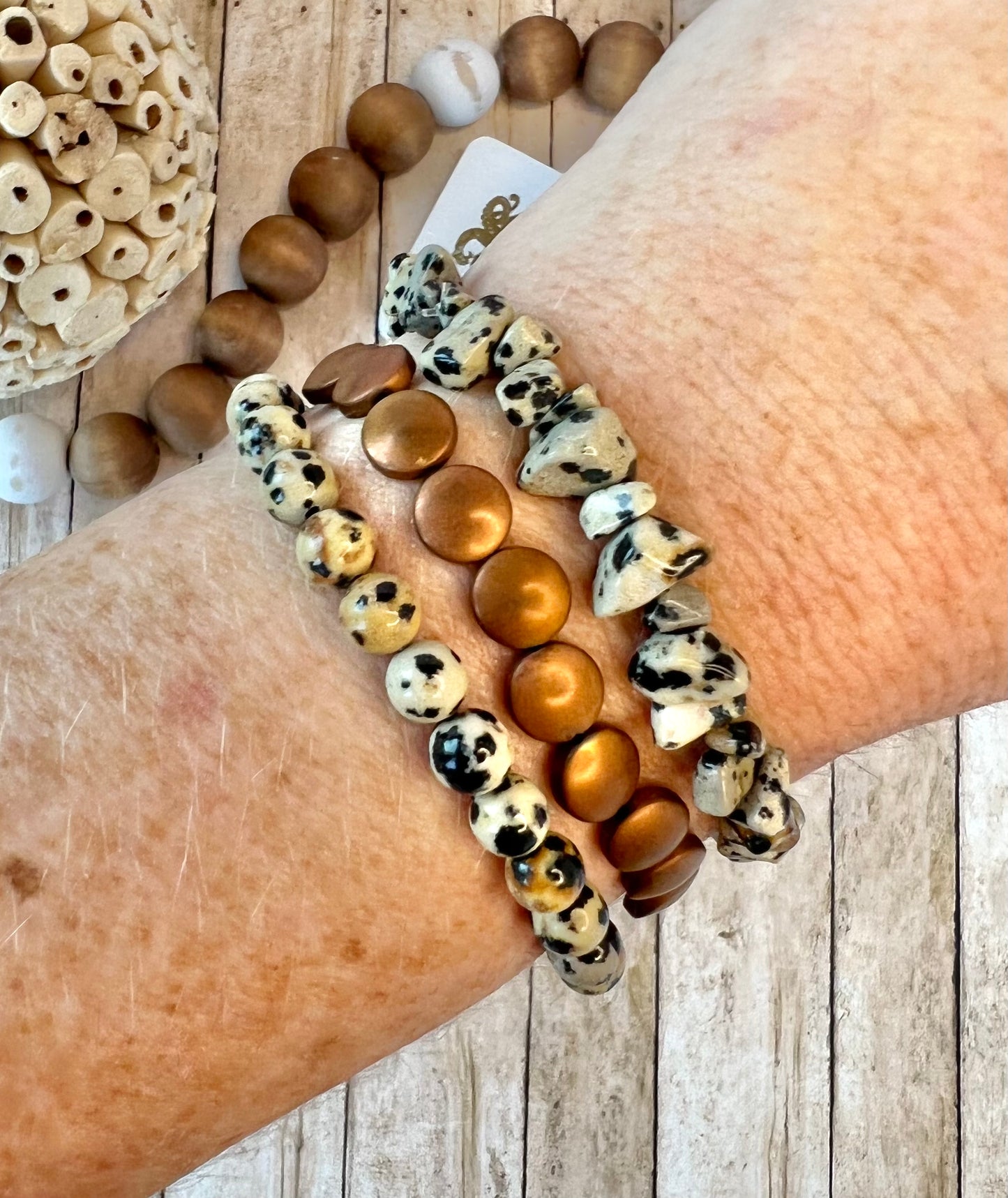 Animal Print Stones and Copper Colored Bracelet