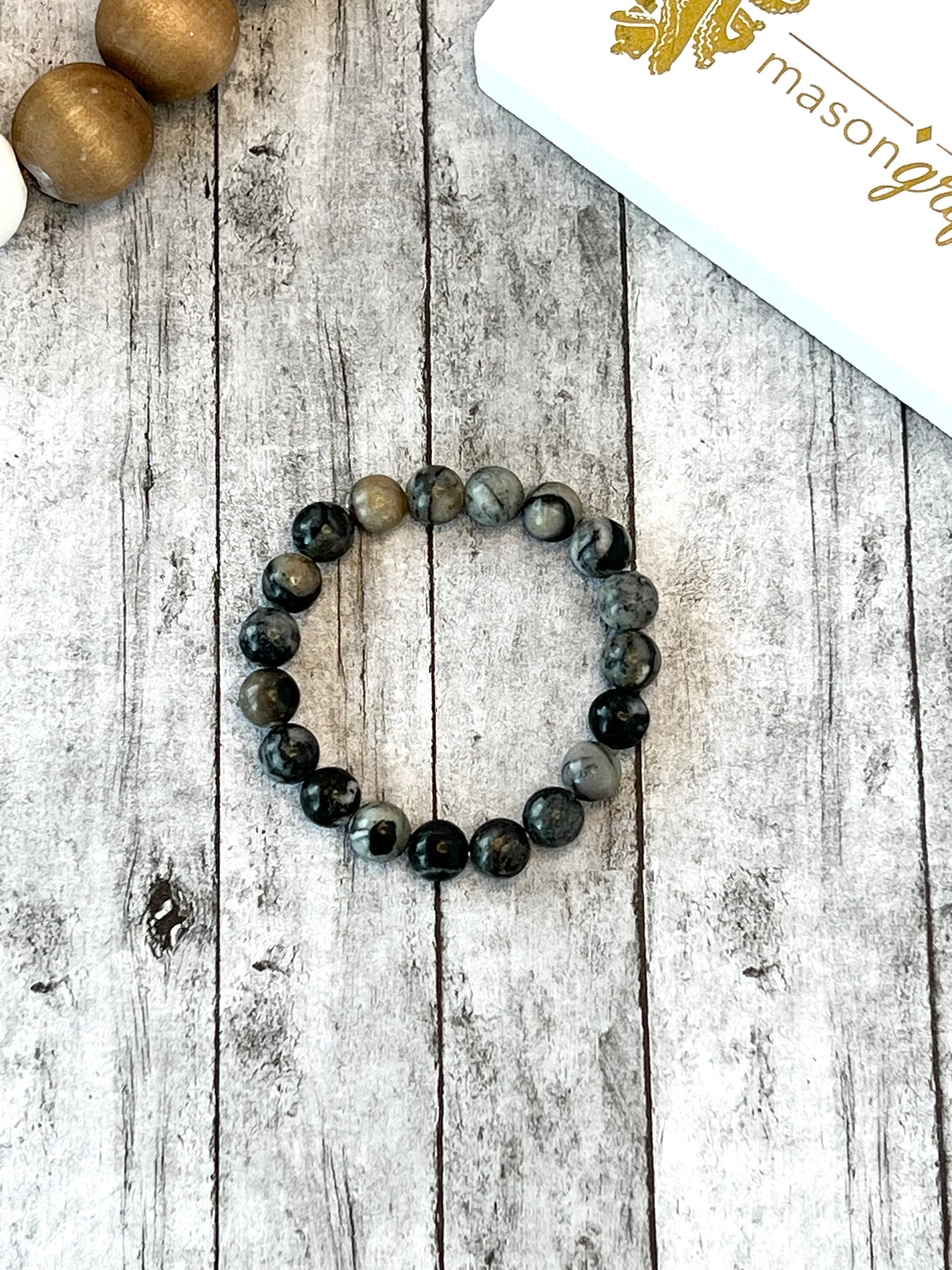 Black Marble and Silver Bracelet